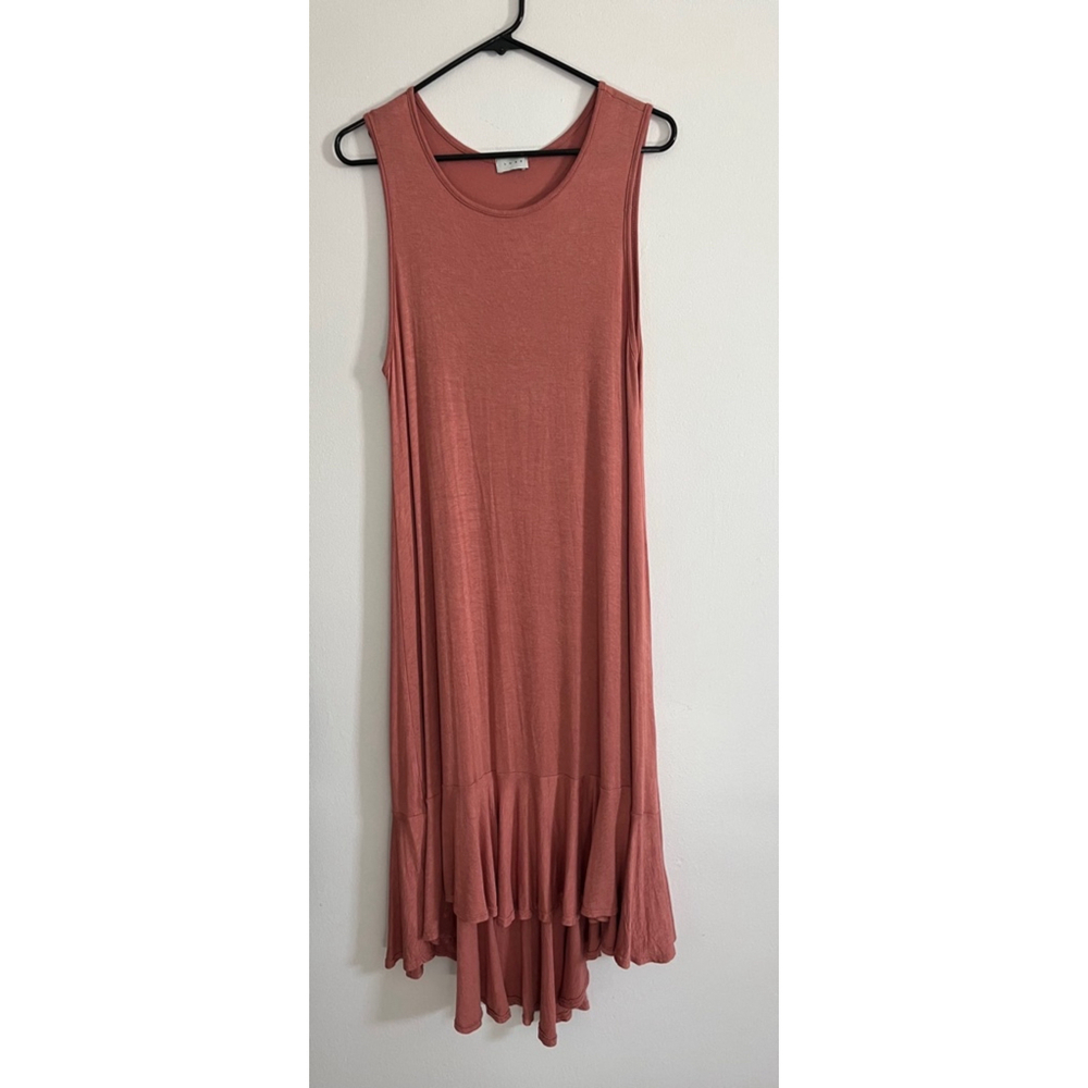 Luxe dusty pink sleeveless ruffle dress S
